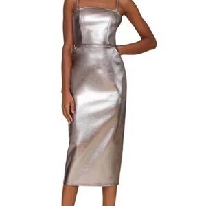 NWT Avec Les Filles Strapless Pewter Maxi Dress w/ removable straps